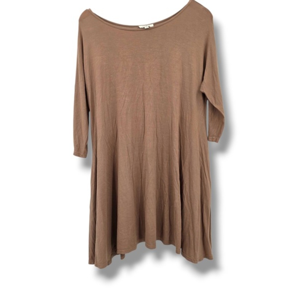 Umgee USA Brown Scoop Neck 3/4 Sleeve Tunic Top Size Medium Oversized